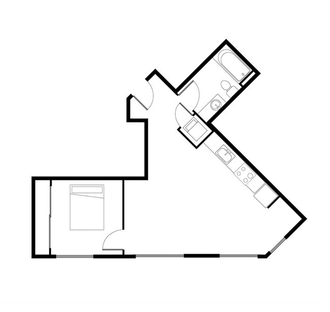 1 Bed B 722 floor plan